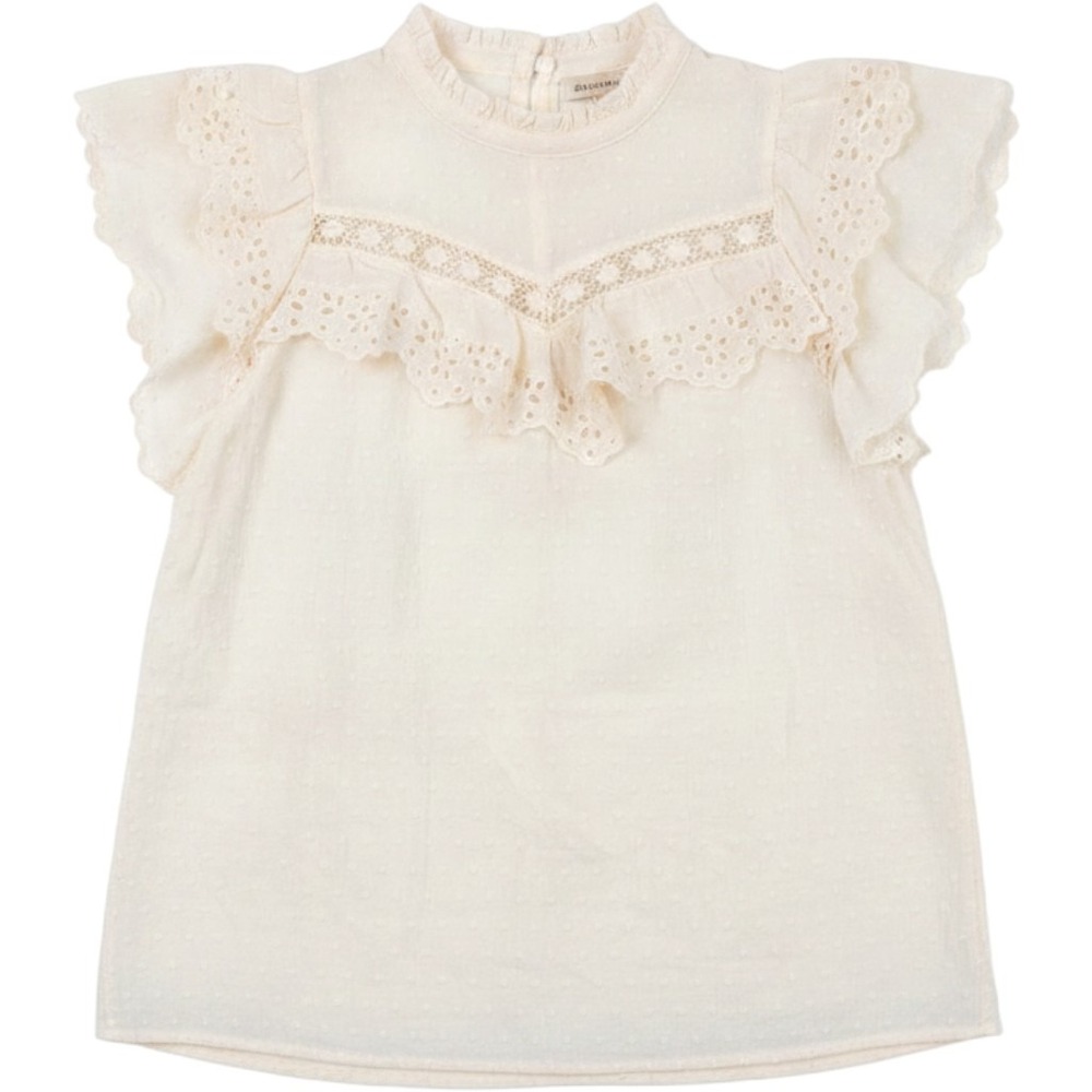 LOFT Swiss Dot Eyelet Blouse XXS Ruffle Flutter Sleeve Cottage Romantic Coquette